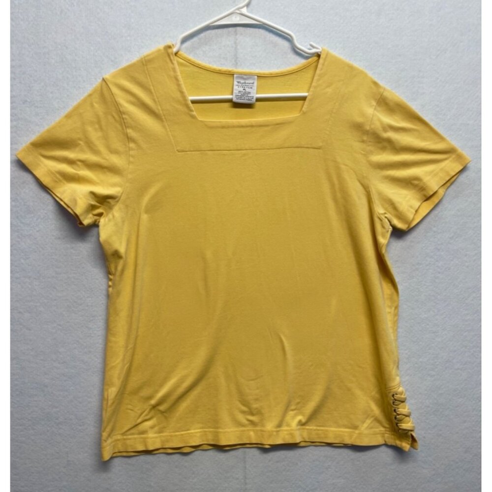 Vintage Westbound Petites Stretch Petite Large Yellow Top Half Sleeve
